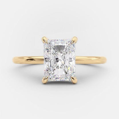 14k Yellow Gold Ring, Radiant Cut Ring