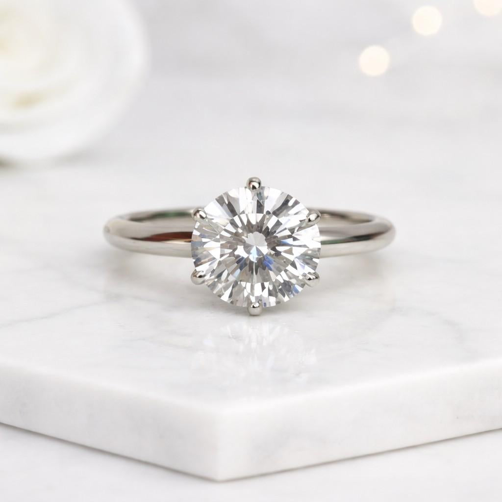  14k Yellow Gold Ring, Round Solitaire Promise Ring