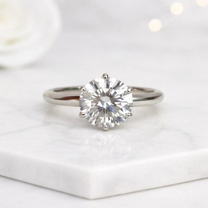  14k Yellow Gold Ring, Round Solitaire Promise Ring