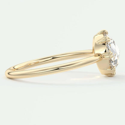 14k Yellow Gold Rose Cut Diamond Solitaire Ring