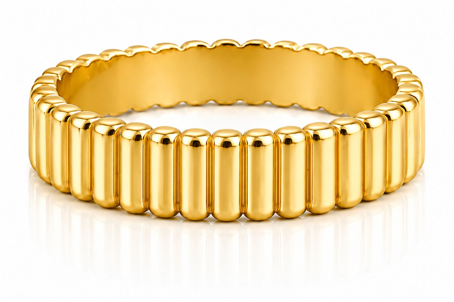 14k Yellow Ribbed Wedding Bands