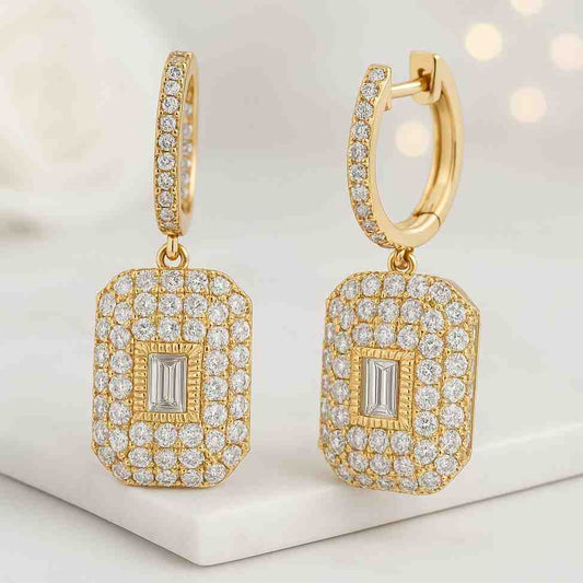 18K Gold Diamond Hoop Earrings Small Hoop Earrings Gold Hoops Diamond Earrings