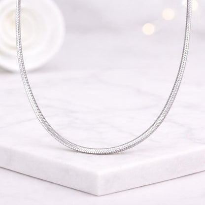  18K Gold Necklace, Herringbone Chain, Unisex Jewelry 