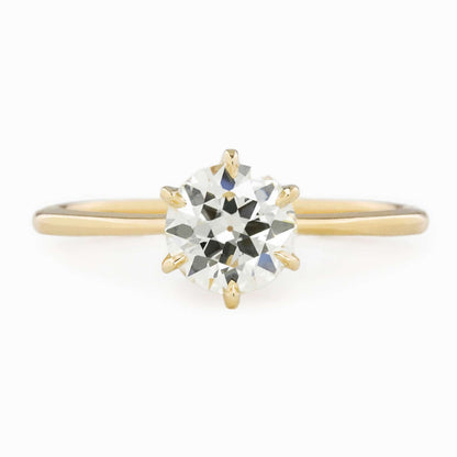 18K Old Mine Round Diamond Engagement Ring