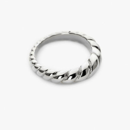 18K Solid Braided Twist Ring For Women