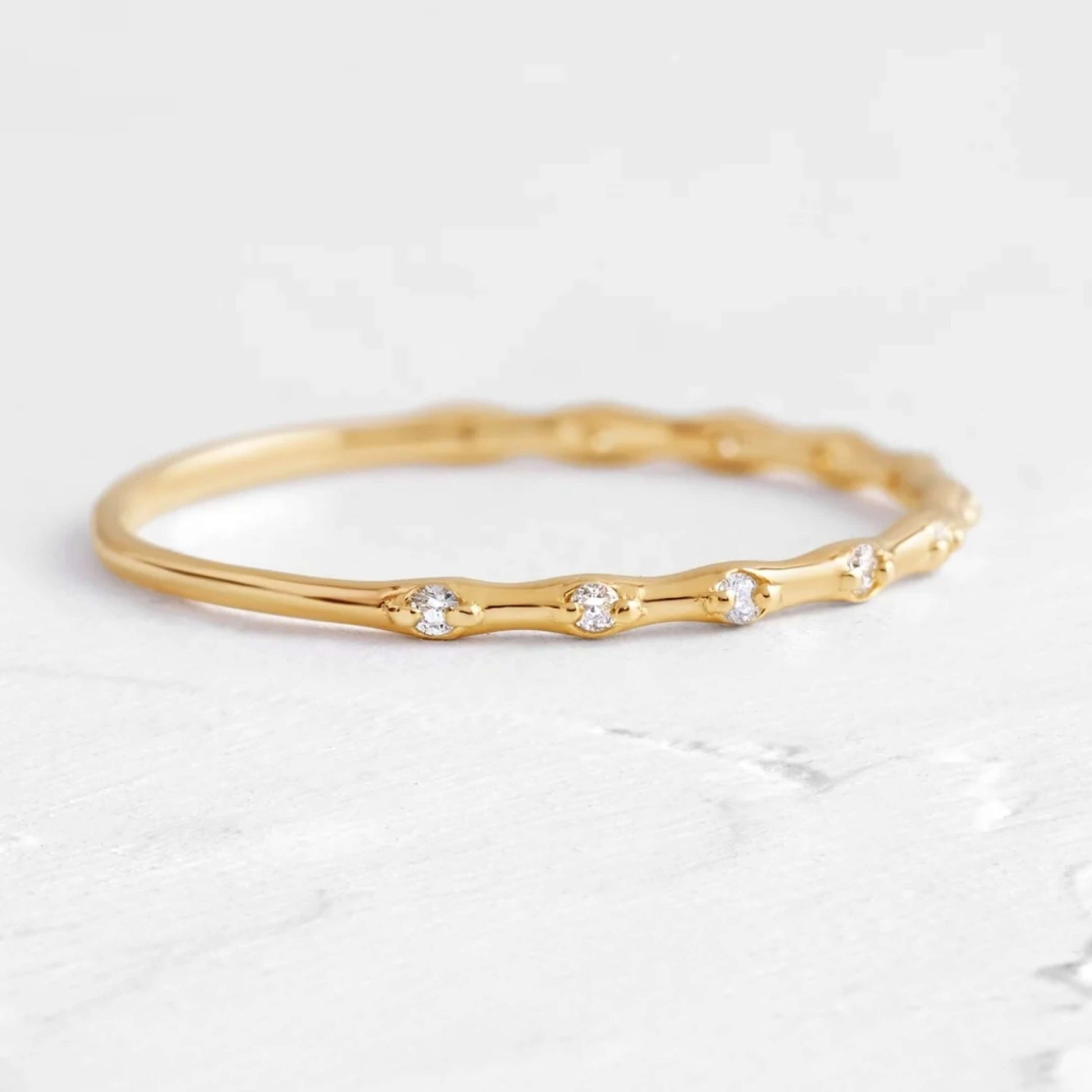 18k Brilliant Round Cut Distance Diamond Band