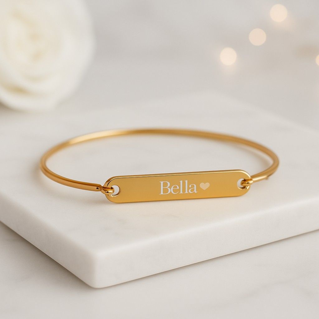 18k Gold Bracelet Christmas Gift Two Diamond Open Cuff Bangle