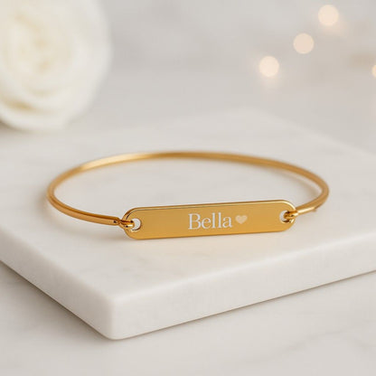 18k Gold Bracelet Christmas Gift Two Diamond Open Cuff Bangle