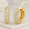 14K Baguette And Round Diamond Huggie Earrings