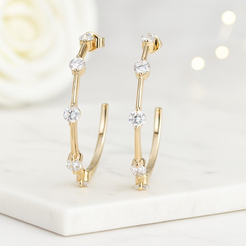 18k Gold Pave Hoops Full Eternity Hoops Earrings