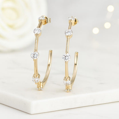 18k Gold Pave Hoops Full Eternity Hoops Earrings