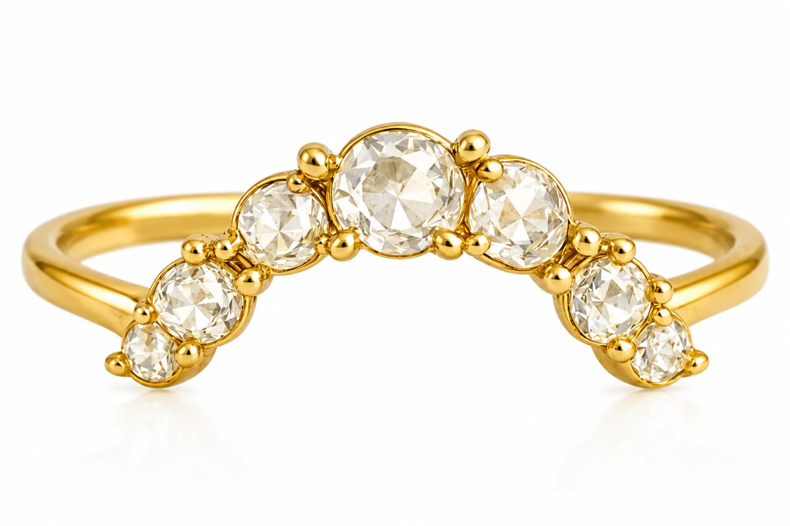 18k Rose Cut Round Diamond Wedding Bands