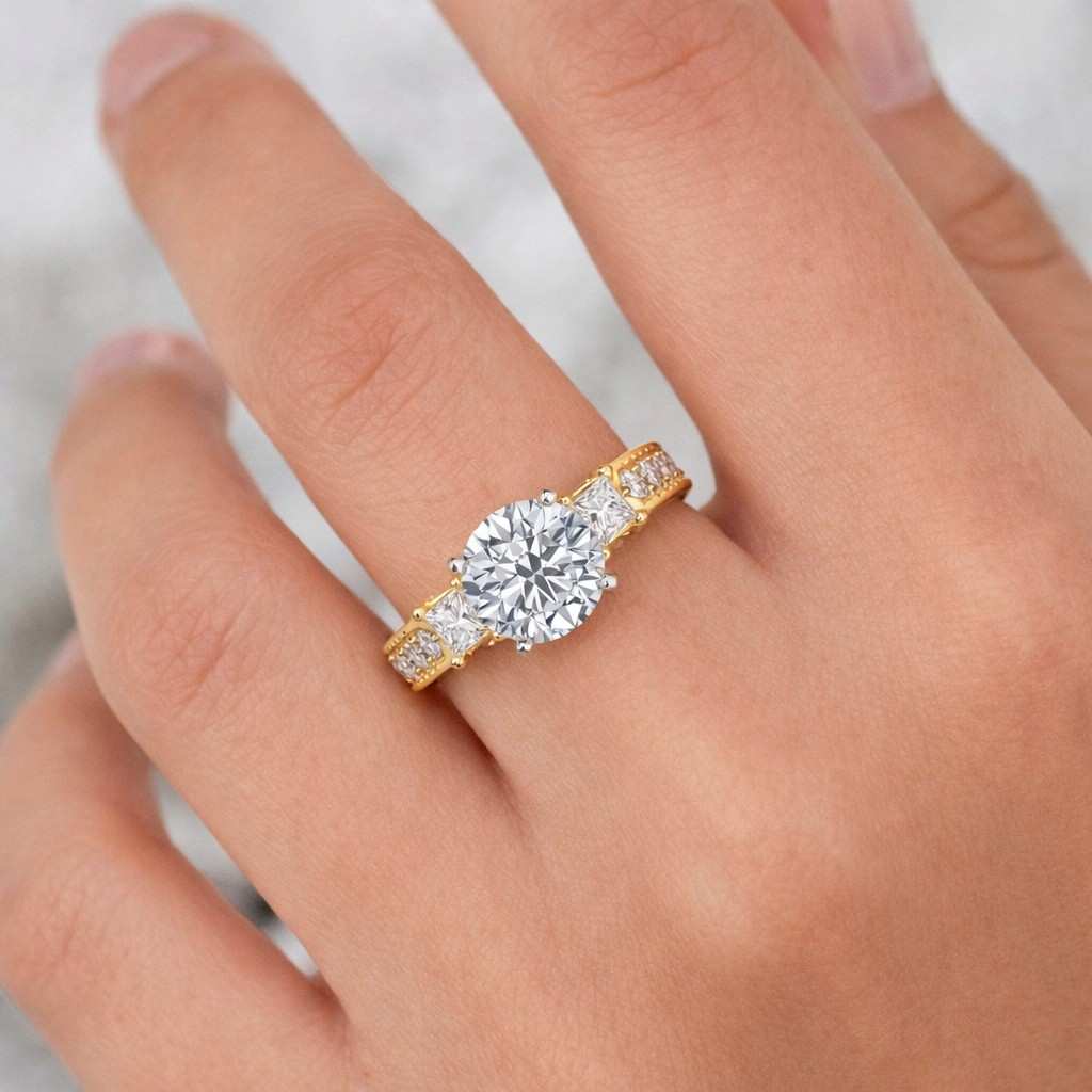 1 Carat Round Cut IGI Certified E, VVS2 Lab Grown Diamond Solitaire Ring Engagement Ring, yellow Gold Gold Promise Ring Gift for her
