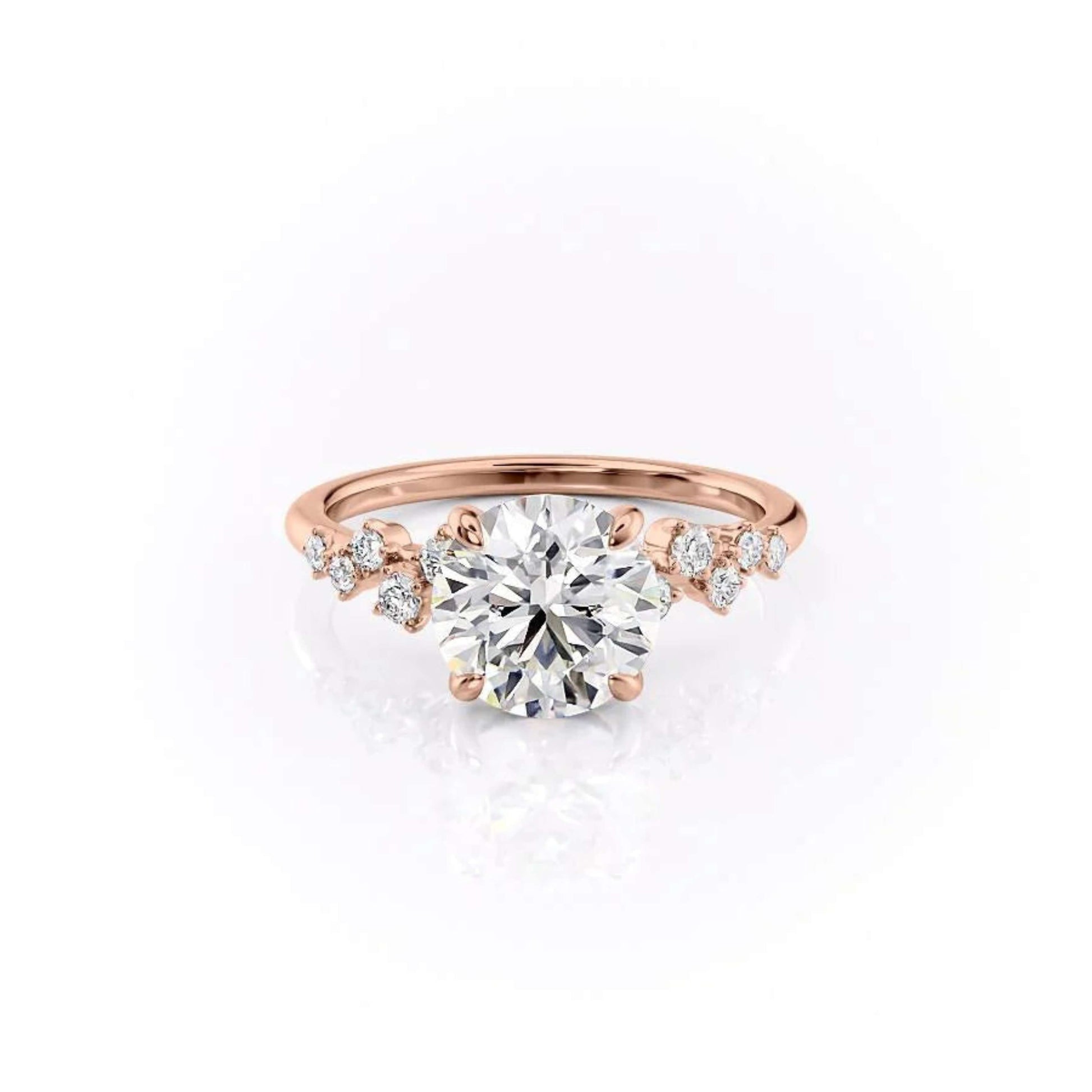 Round Lab Grown Diamond 18K Yellow Gold Engagement Ring