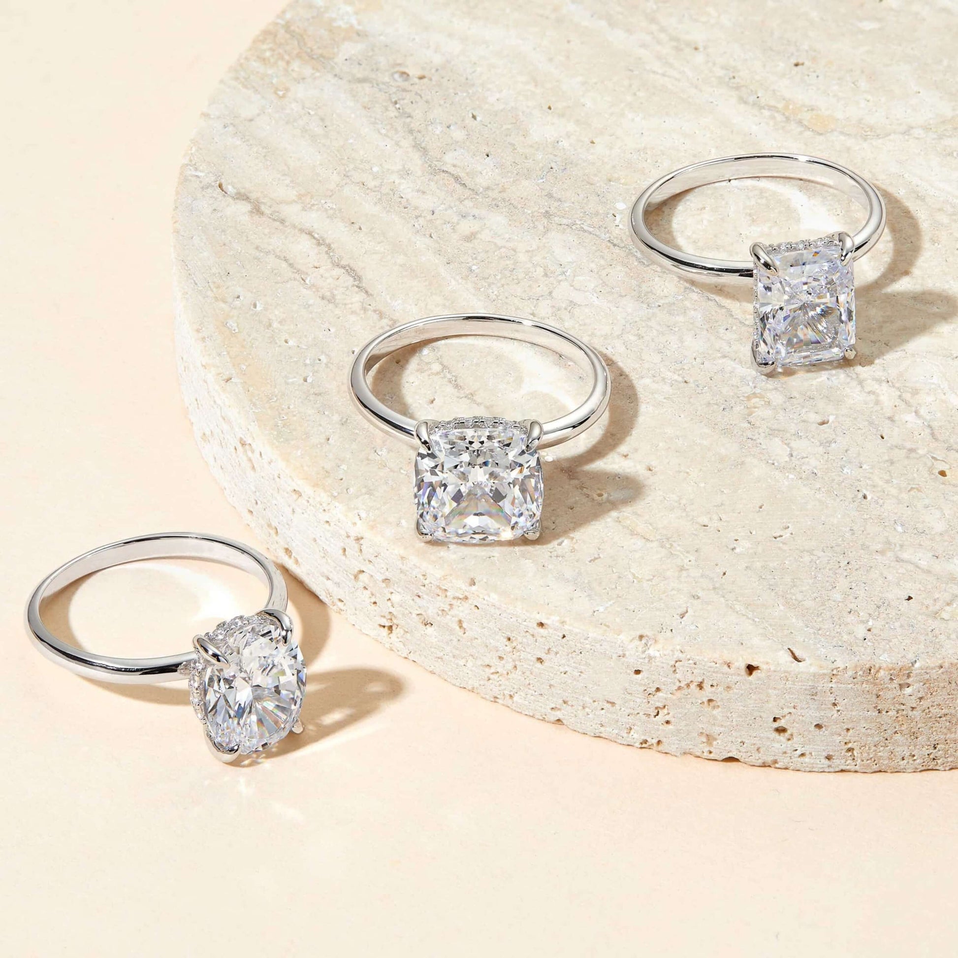 2.00 CT Cushion Cut Diamond Hidden Halo Rings