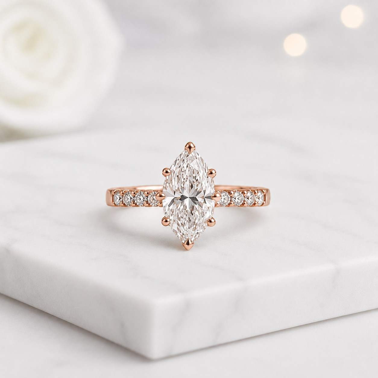 2.5 carat e color vvs2 clarity igi certified marquise cut lab grown diamond hidden halo engagement ring 14k gold perfect gift for her
