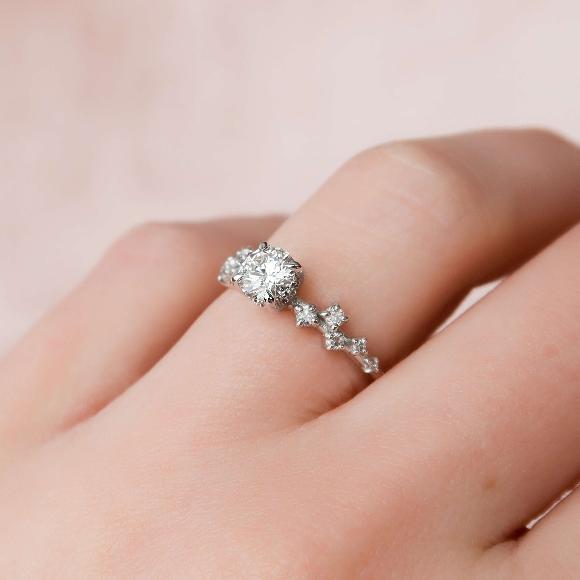 2CT Diamond Ring, Lotus Prong Ring Gift For Her, Cluster engagement ring