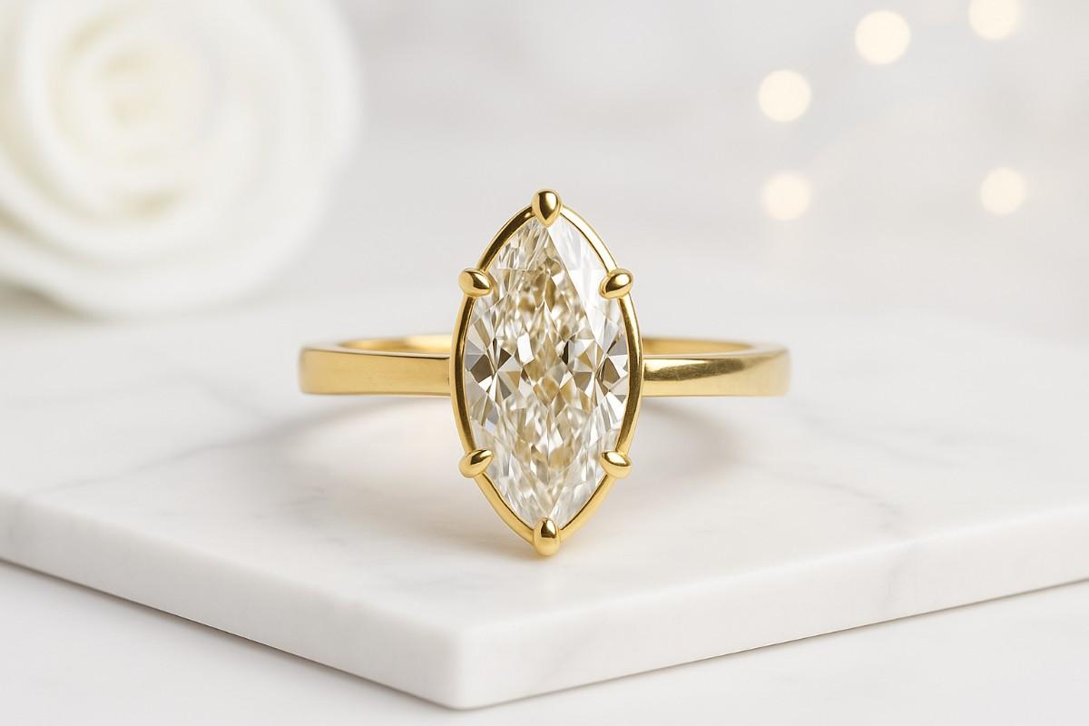 2CT Marquise Cut Diamond Engagement Ring Marquise Cut Lab Grown Diamond Ring  Marquise Solitaire  IGI CERTIFIED  Solitaire Engagement Ring
