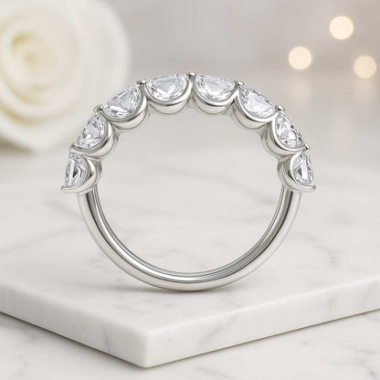 Art Deco Curved Wedding Band Solid 10K/14K White gold Curved Ring For Women Chevron Stacking Band For Her Curved Matching Band Minimal Gifts
