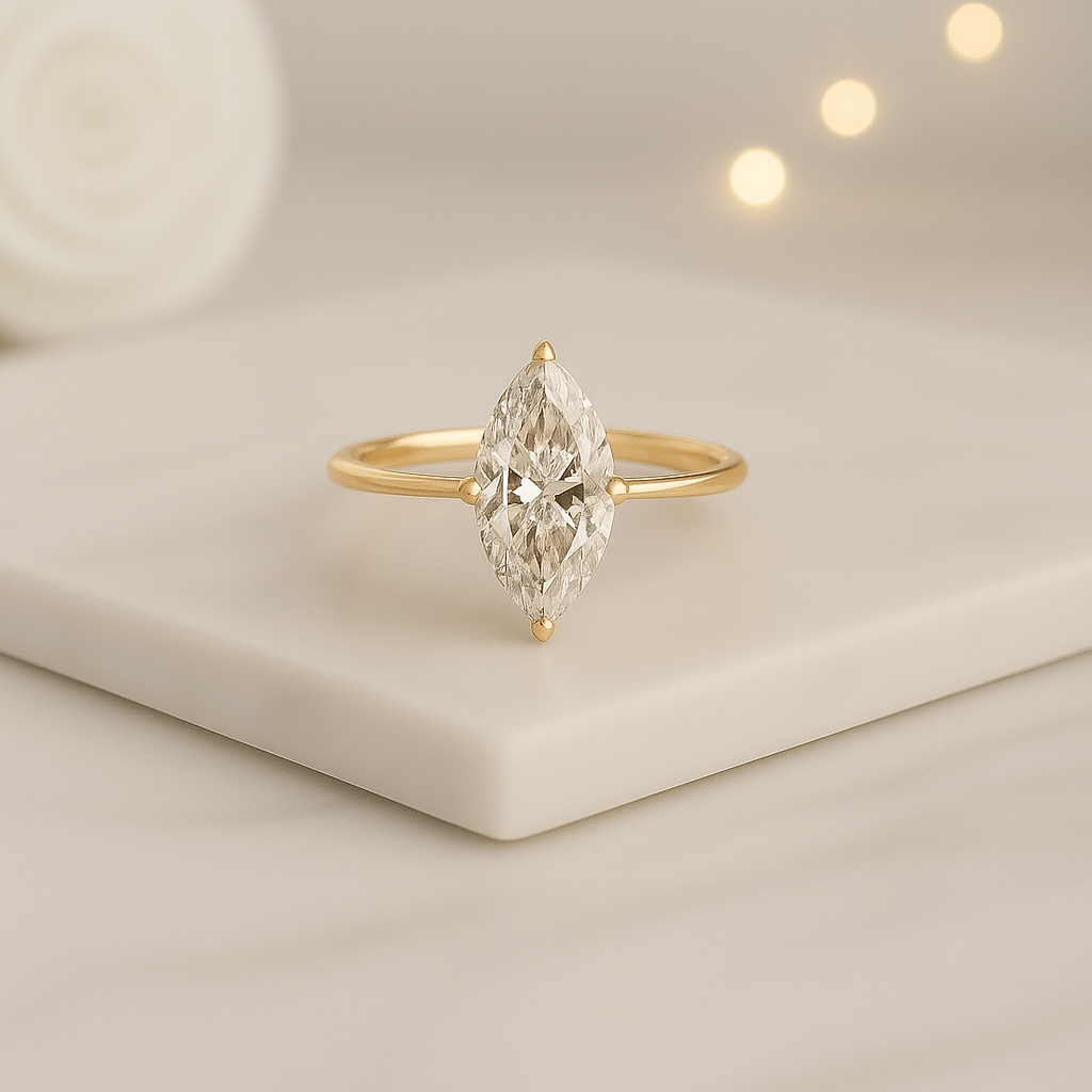 Marquise Cut Moissanite Engagement Ring