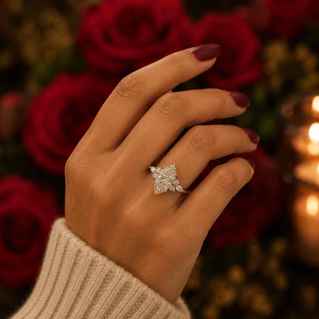 2ct marquise lab grown diamond ring, e-vvs2 igi certified marquise engagement ring, 14k gold lab grown marquise solitaire ring.

