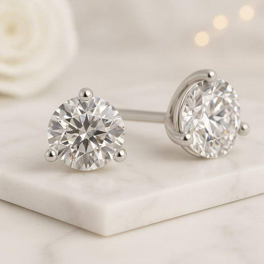 2 CTW Certified Natural Diamond Stud Earrings