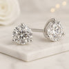 18K Gold Round Moissanite Diamond Stud Earrings For Women