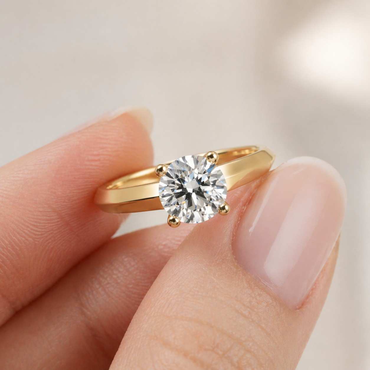 2 carat e/vvs2 round brilliant cut lab grown diamond solitaire engagement ring, 6 prong solitaire ring, 14k yellow gold cvd lab created
