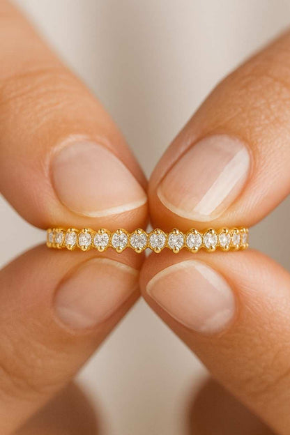 2 Carat Marquise Lab Grown Diamond Bezel Set Bridal Set  Marquise Band Diamond Engagement Ring Set  E VS1 IGI Certified 14k Gold Ring