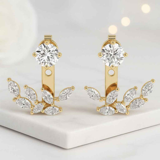 2 Carat Marquise Lab Grown Diamond Thick Bezel-Prong Set Flush Fit Bridal Set 3MM Engagement Ring Set in Yellow Gold