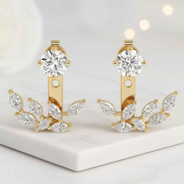 2 Carat Marquise Lab Grown Diamond Thick Bezel-Prong Set Flush Fit Bridal Set 3MM Engagement Ring Set in Yellow Gold