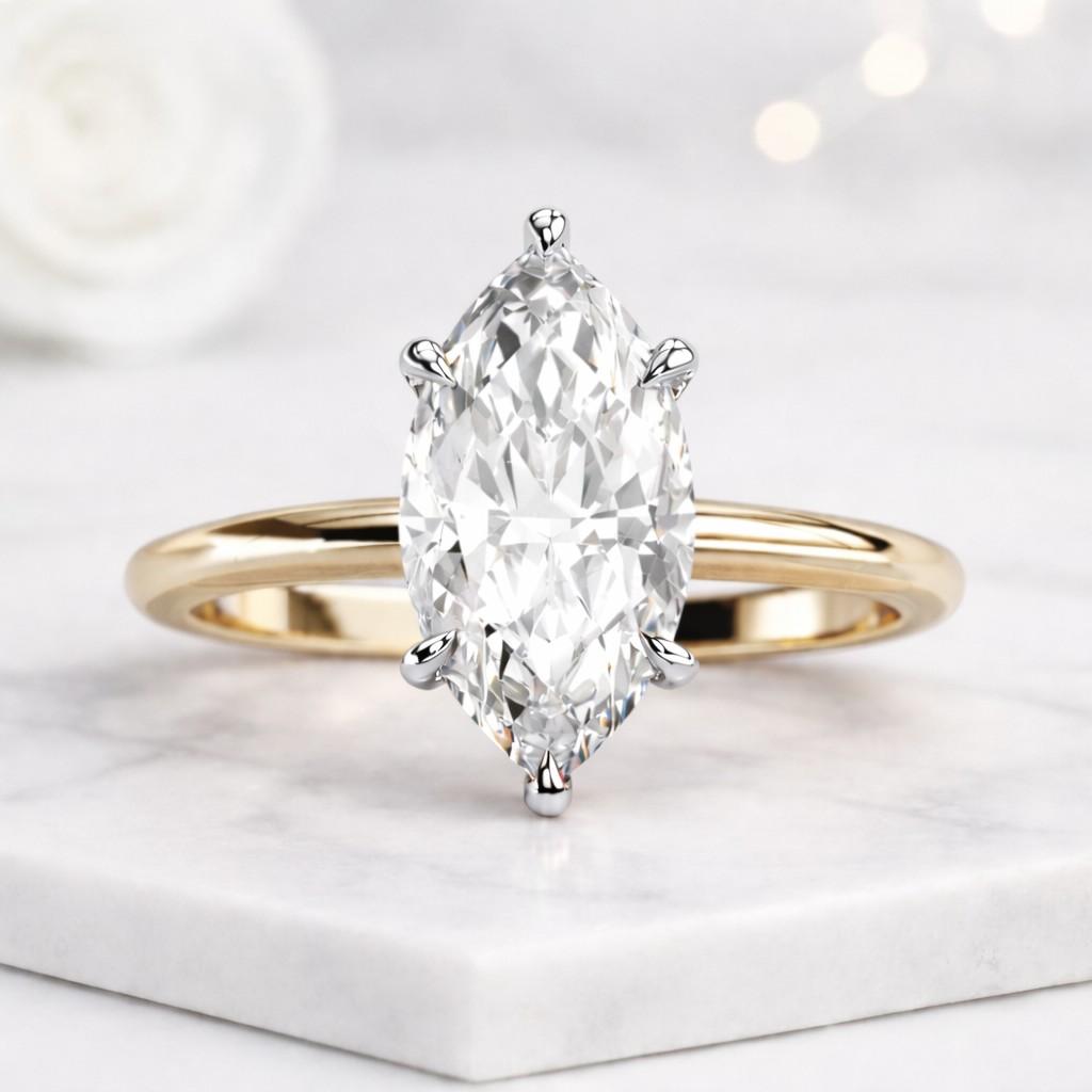 2 ct marquise cut lab grown diamond engagement ring