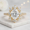 Oval Cut Moissanite Diamond Halo Engagement Ring