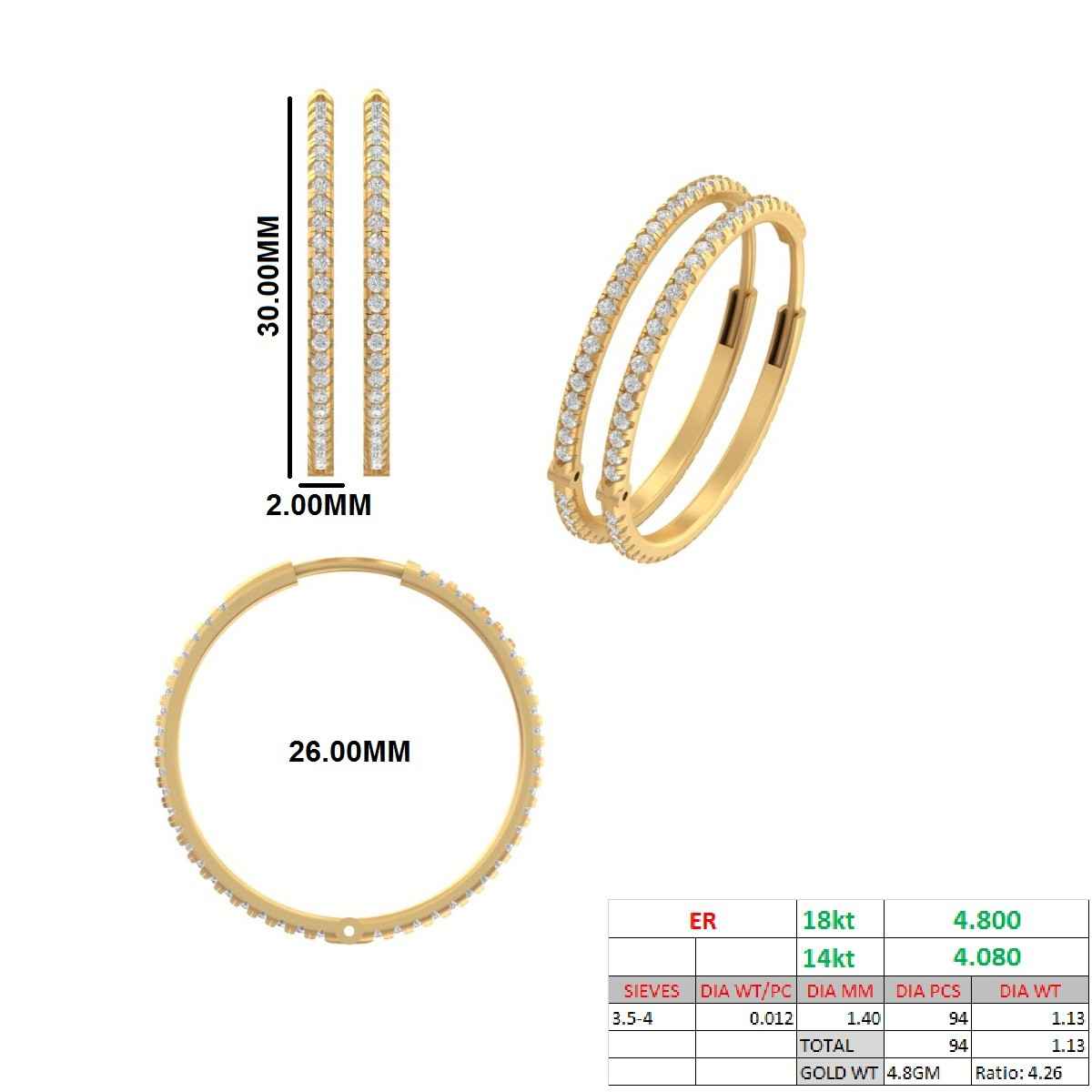classic pave out side diamond hoop earrings
