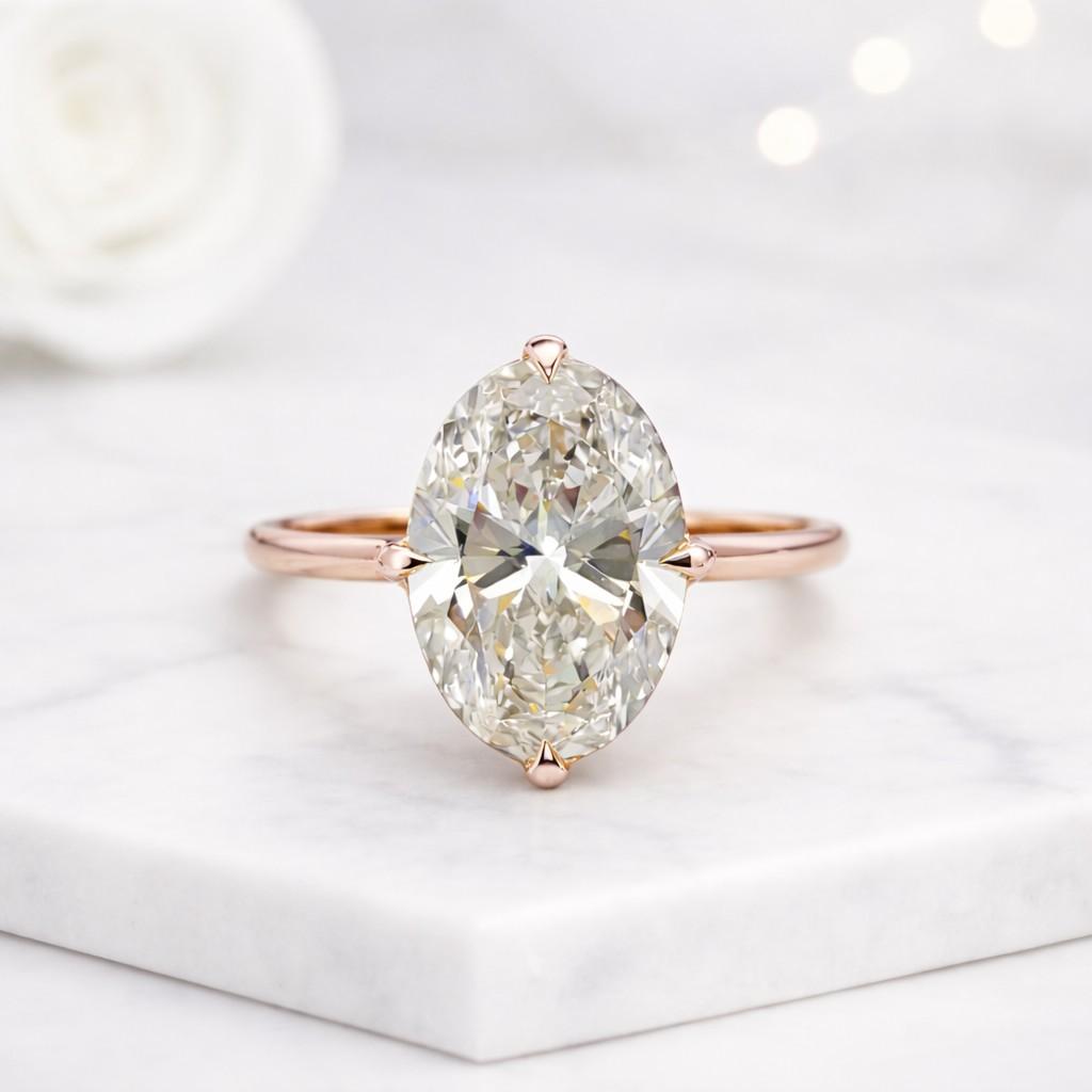 3 CT Oval Cut Lab Grown Diamond Engagement Ring