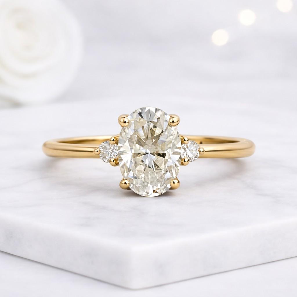3 Stone Oval Lab Grown Diamond Ring