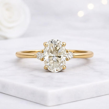 3 Stone Oval Lab Grown Diamond Ring