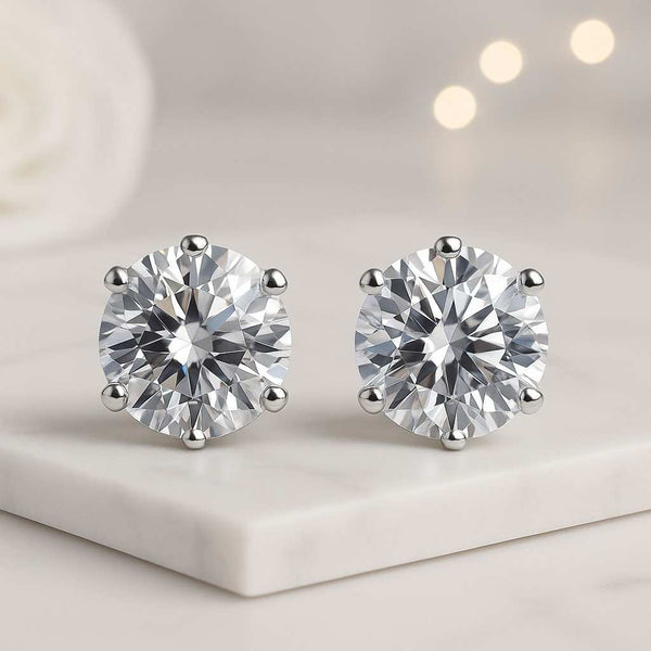 4.0CTW Oval cut Lab Grown Diamond Studs Earrings 14K White Gold Solitaire Diamond Earrings