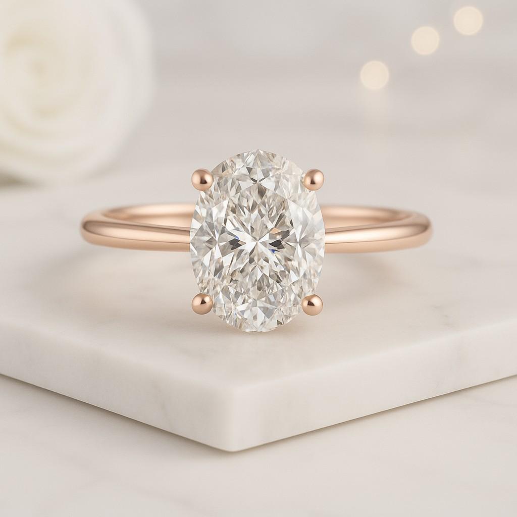 4 Carat Oval Cut Lab Grown Diamond Solitaire Engagement Ring