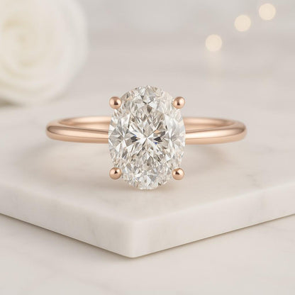 4 Carat Oval Cut Lab Grown Diamond Solitaire Engagement Ring