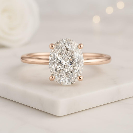 4 Carat Oval Cut Lab Grown Diamond Solitaire Engagement Ring