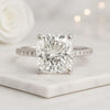 Cushion Cut Lab Grown Diamond Engagement Ring with Pavé Band