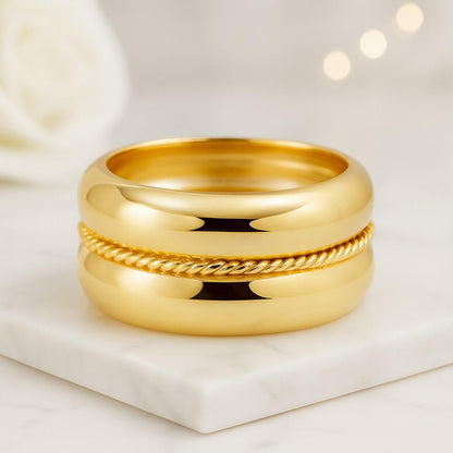 4mm Classic Dome Ring 14k Solid Gold Dome Wedding Band for Women