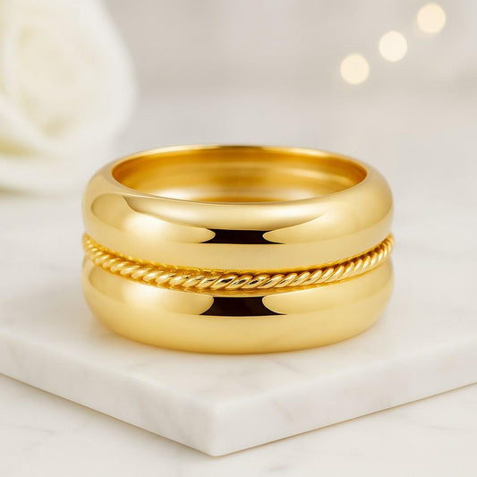 4mm Classic Dome Ring 14k Solid Gold Dome Wedding Band for Women