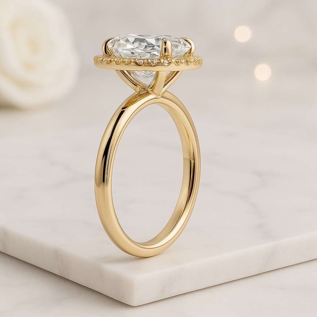 5CT Oval Cut Lab Grown IGI Certification Diamond Ring Real 14k White Gold Diamond Engagement Ring