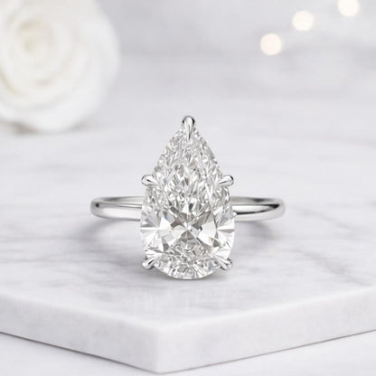 5 Prong Pear Shaped Solitaire Ring
