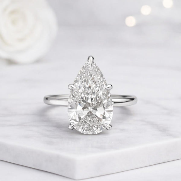 5 Prong Pear Shaped Solitaire Ring
