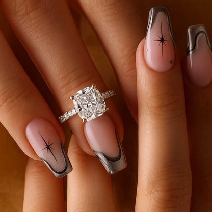 5ct Cushion Cut Cathedral Engagement Ring Lab Grown Diamond 14K Gold Solitaire IGI Certified Wedding Ring