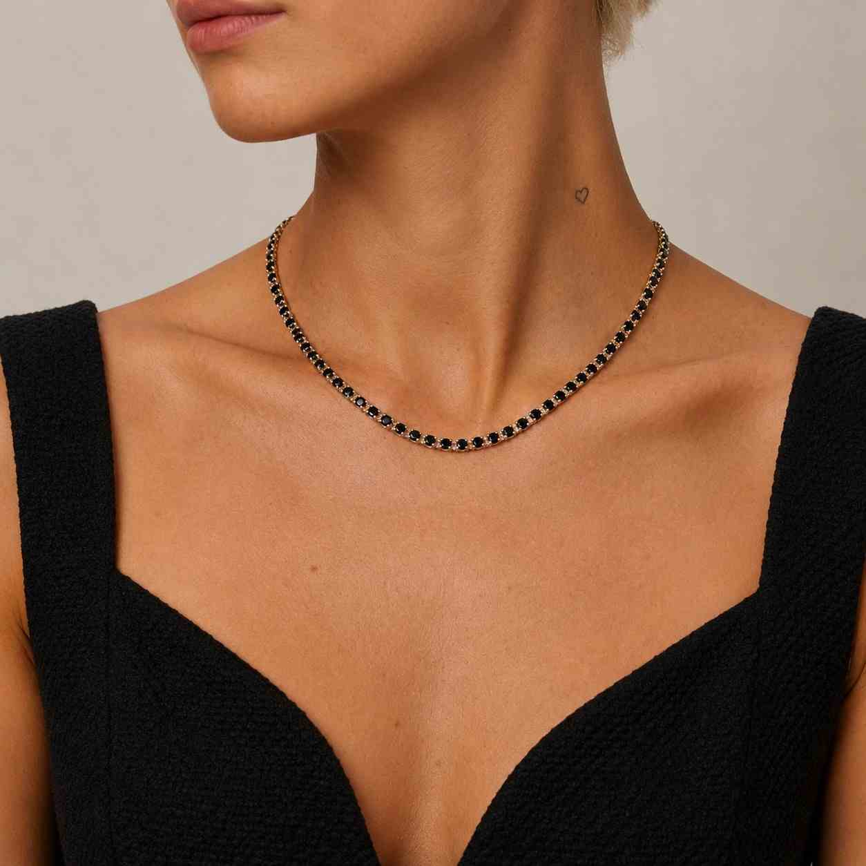 6.5mm black diamond tennis necklace , worn by celebrities, baseball players, gift for wife, unisex gift, unisex, free diamond studs
