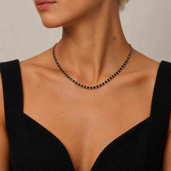6.5mm Black Diamond Tennis Necklace , Worn By Celebrities, Baseball Players, Gift For Wife, Unisex Gift, Unisex, Free Diamond Studs
